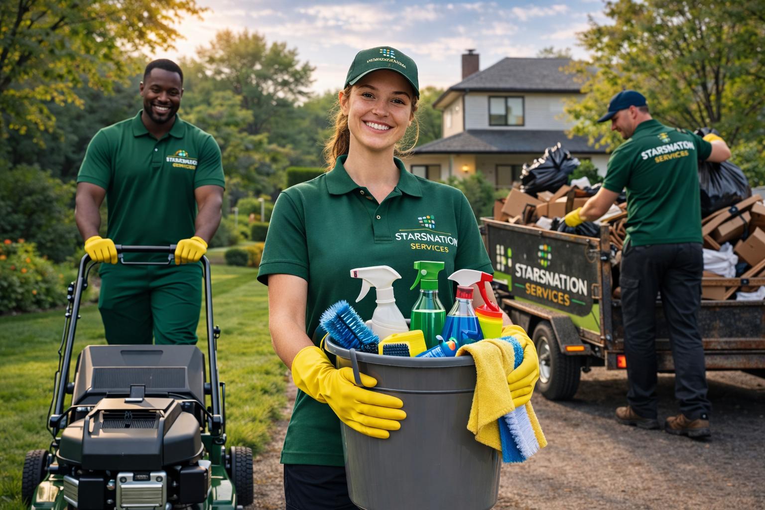 Starsnation Services Australia team providing lawn mowing and cleaning in Melbourne